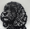 Geometrische Wanddecoratie Hond – Labradoodle / Cockapoo (24 x 24 cm)