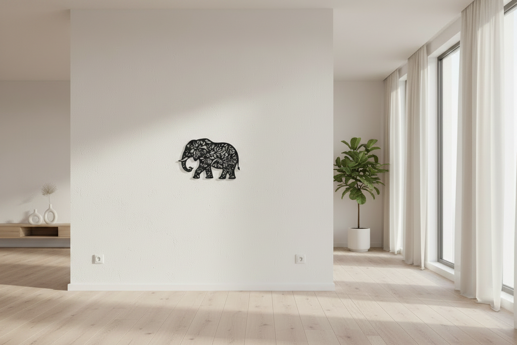 3D Wanddecoratie Olifant – Stijlvolle Botanische Muurkunst