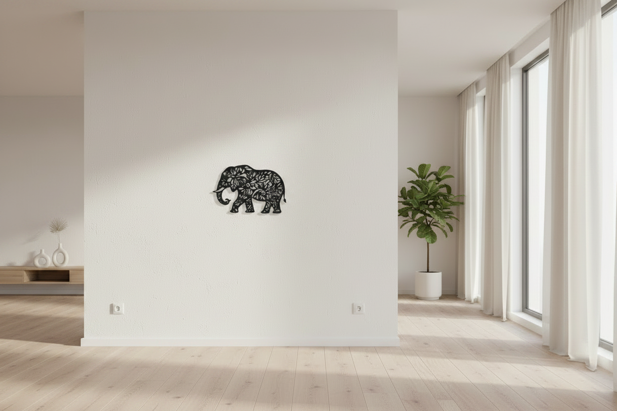 3D Wanddecoratie Olifant – Stijlvolle Botanische Muurkunst