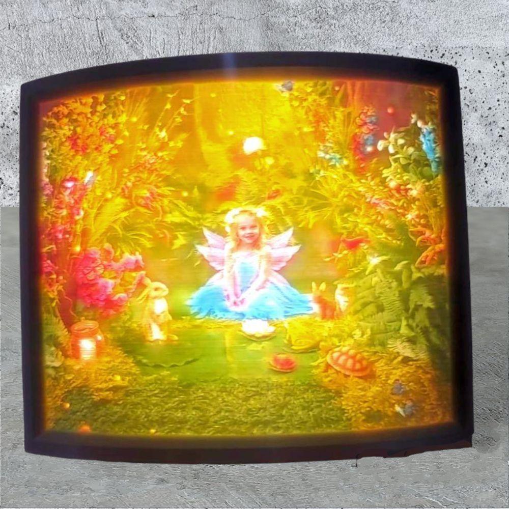 Gepersonaliseerde lithophane fotolamp met verlichte foto in een op maat gemaakte omkasting