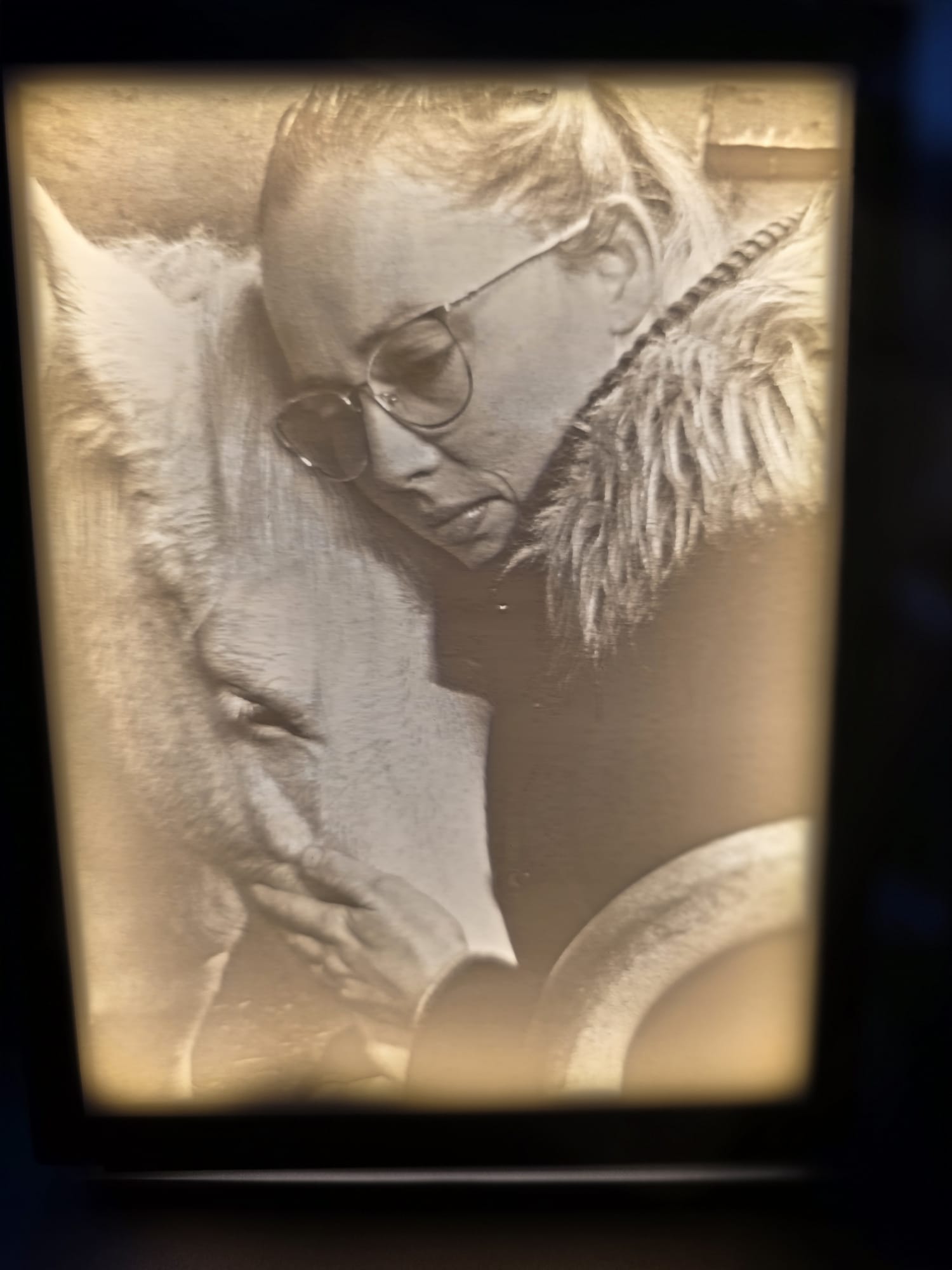 Gepersonaliseerde fotolamp met eigen foto zwart/wit