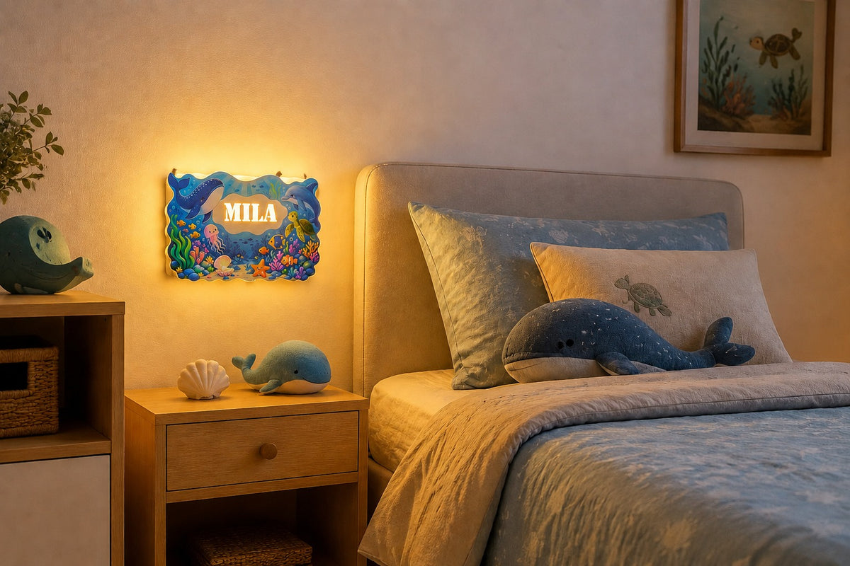 Nachtlampje met naam – gepersonaliseerde wandlamp voor kinderkamer