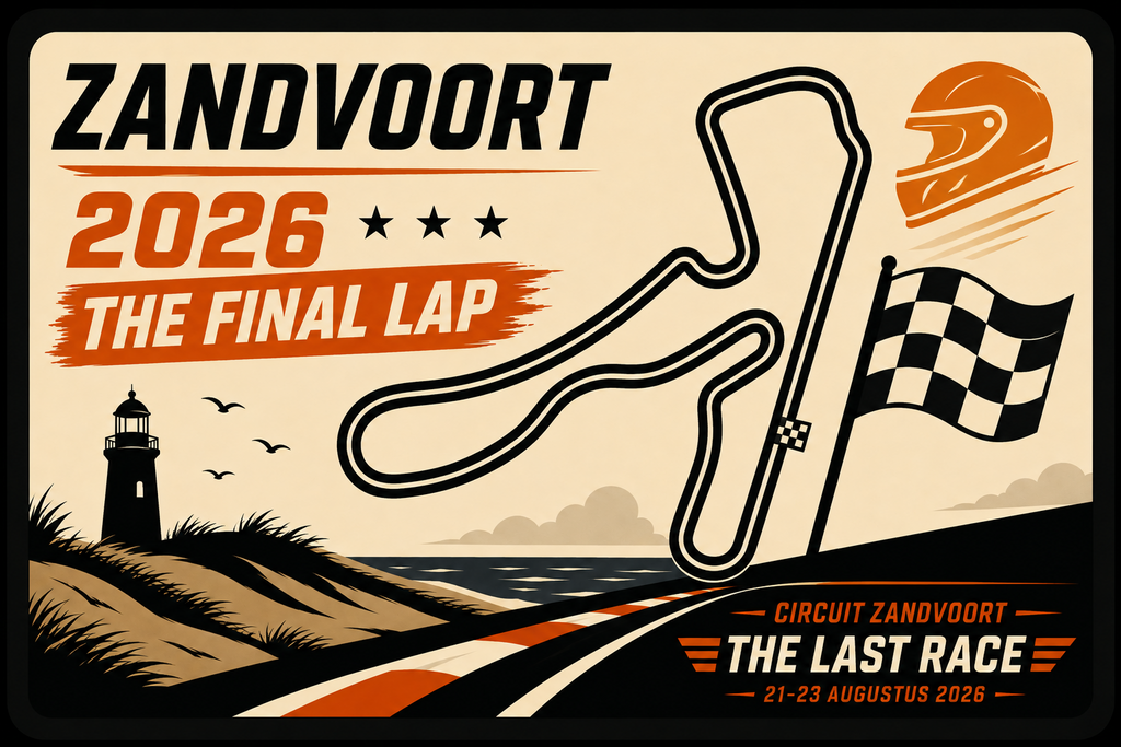 Zandvoort 2026 The Final Lap lichtbak met circuit, finishvlag en race-design.